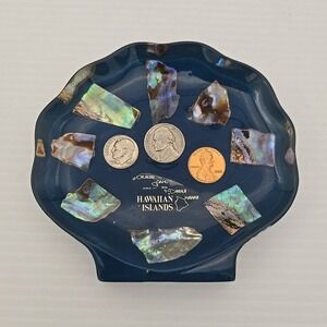 Vintage Hawaii Aloha Dolphin Hibiscus Ash Tray or Soap Dish W/ US‎ Coins